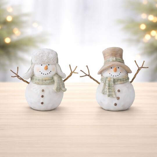 Melrose 5.75" Glittered Snowman Figurines Set